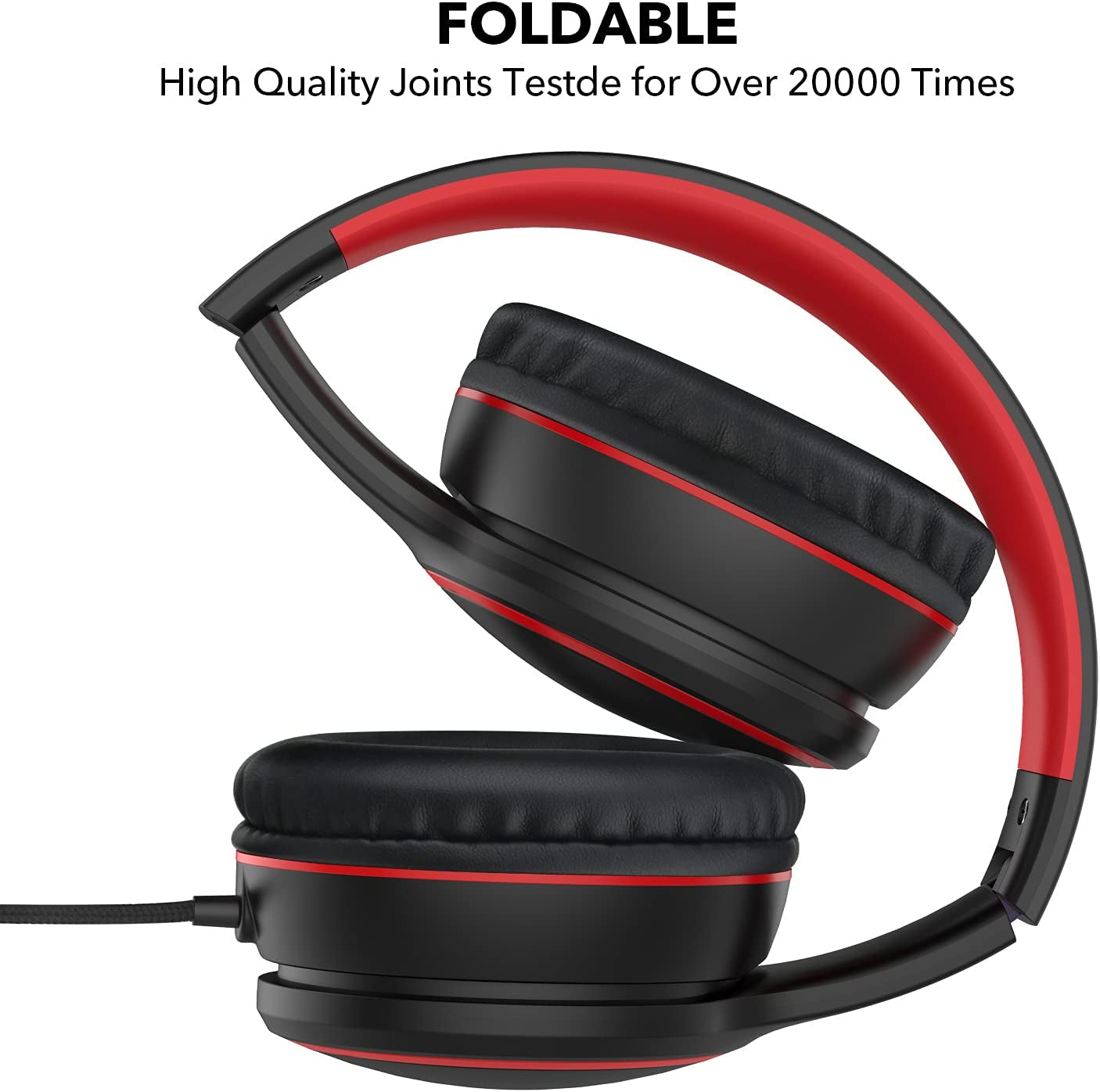 Lightweight On-Ear Headphones with Microphone - Portable Stereo Bass Headphones for Smartphones, Tablets, and Computers (Black)