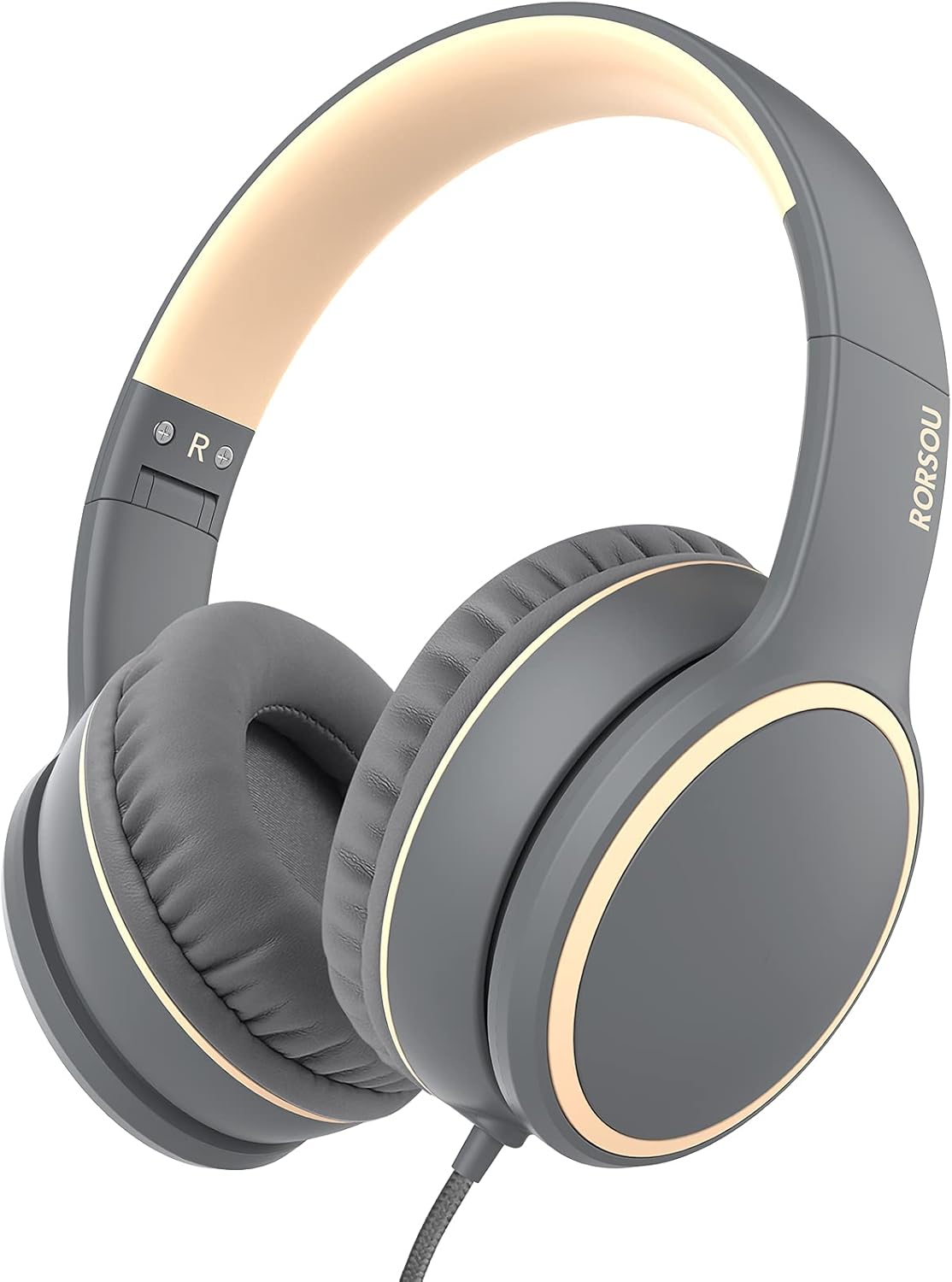 Lightweight On-Ear Headphones with Microphone - Portable Stereo Bass Headphones for Smartphones, Tablets, and Computers (Black)