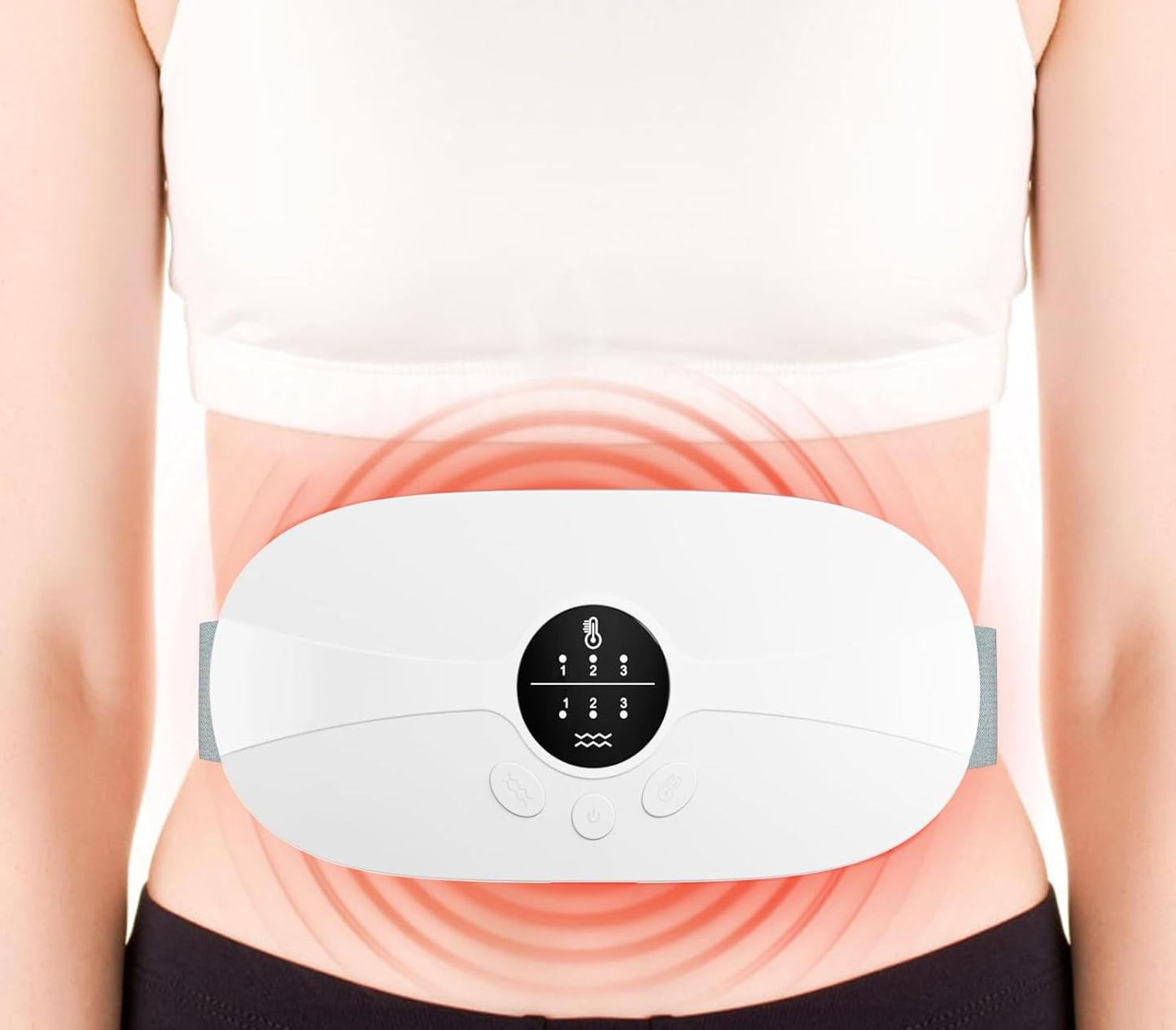 Cordless Heating Pad for Menstrual Cramps - 3 Heat Levels & Massage Modes, Rapid 5S Heating for Back & Belly Pain Relief - Perfect Gift for Women & Girls