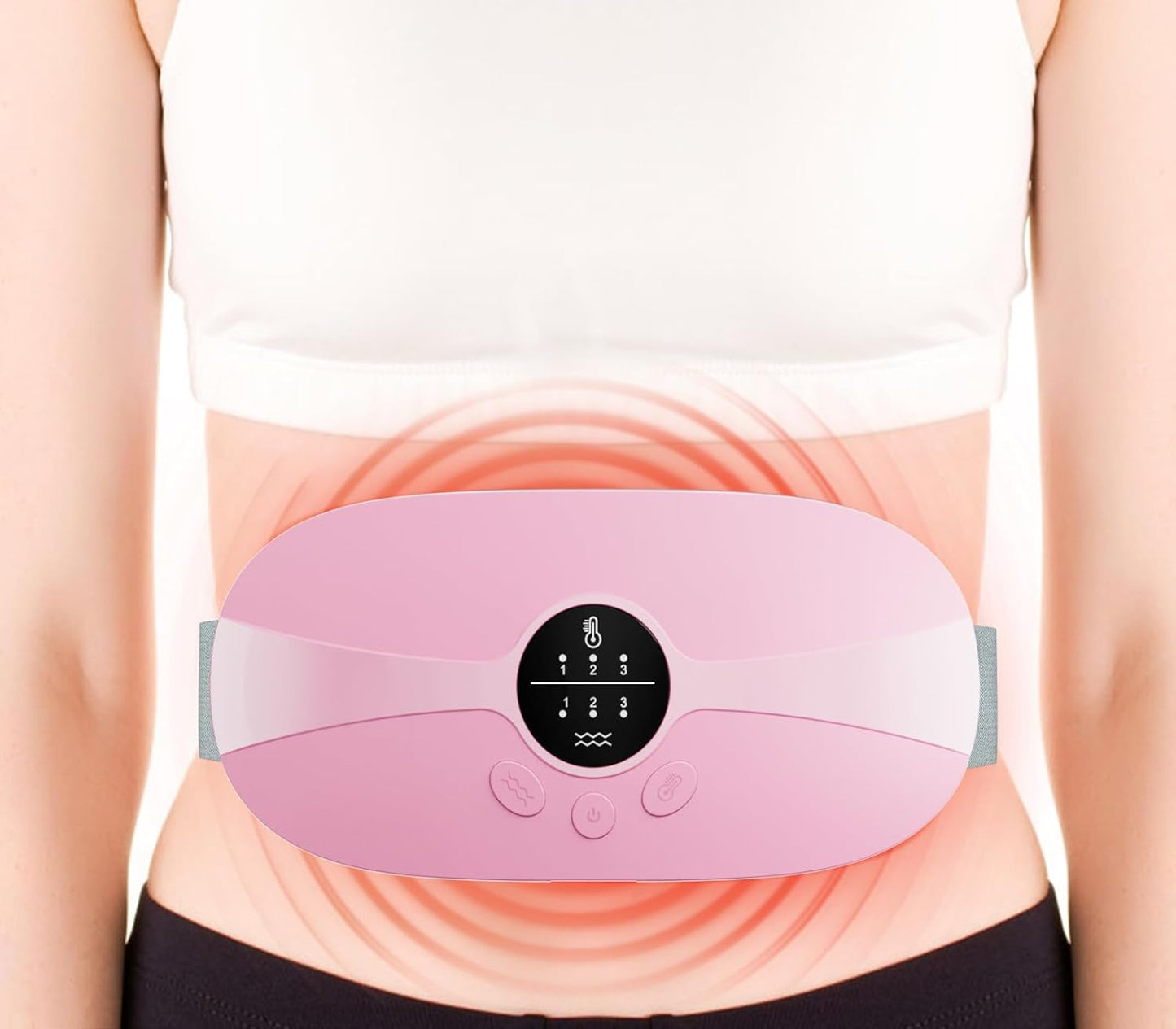 Cordless Heating Pad for Menstrual Cramps - 3 Heat Levels & Massage Modes, Rapid 5S Heating for Back & Belly Pain Relief - Perfect Gift for Women & Girls
