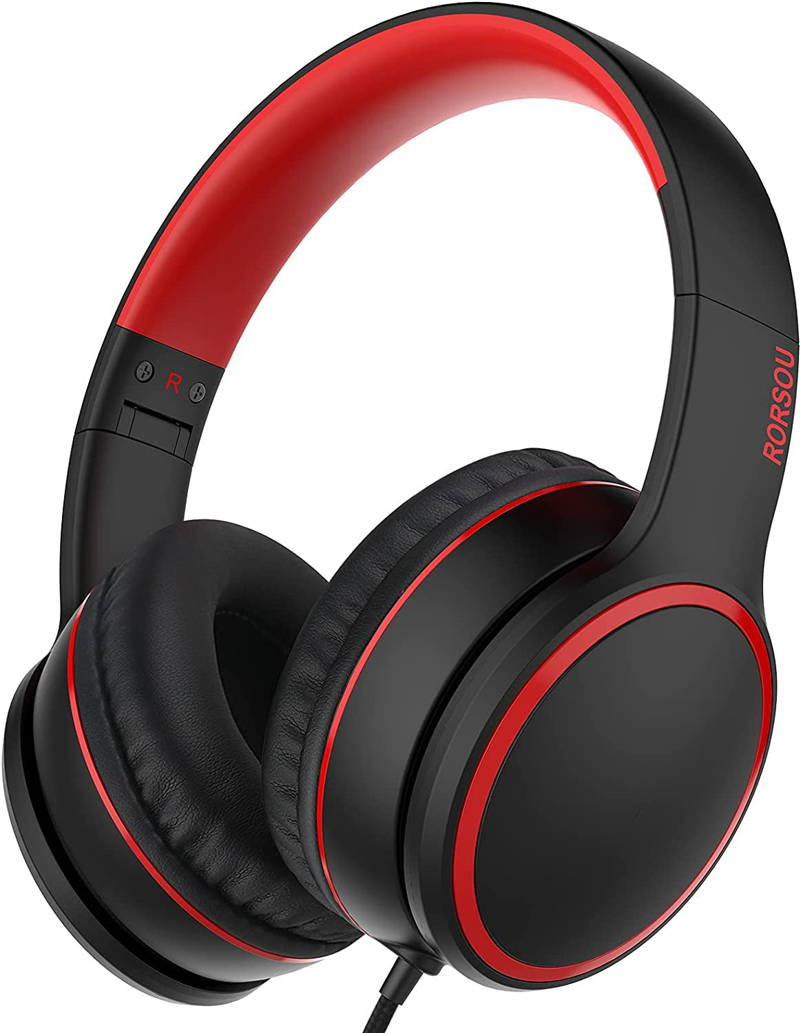 Lightweight On-Ear Headphones with Microphone - Portable Stereo Bass Headphones for Smartphones, Tablets, and Computers (Black)