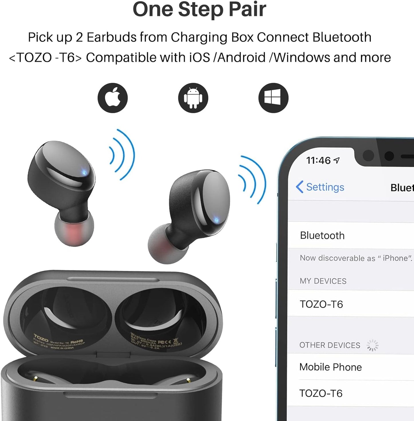 Wireless Earbuds - Bluetooth 5.3, 45H Playtime, IPX8 Waterproof, Deep Bass, Wireless Charging Case, Built-In Mic, 32 EQ Presets via App