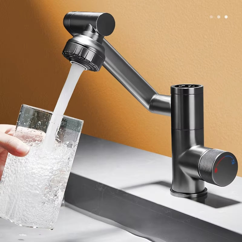 Digital Display LED Basin Faucet 360 Rotation Multi-Function Stream Sprayer Hot Cold Water Sink Mixer for Kitchen and Bathroom