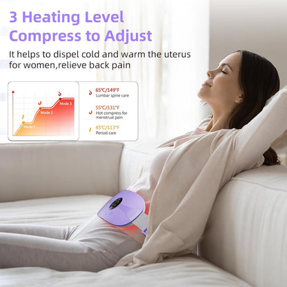 Cordless Heating Pad for Menstrual Cramps - 3 Heat Levels & Massage Modes, Rapid 5S Heating for Back & Belly Pain Relief - Perfect Gift for Women & Girls 