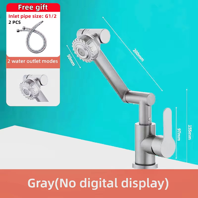 Digital Display LED Basin Faucet 360 Rotation Multi-Function Stream Sprayer Hot Cold Water Sink Mixer for Kitchen and Bathroom