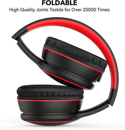 Bluetooth Wireless Headphones - Lightweight Over-Ear Design, 50H Playtime, Stereo Bass, Built-in Mic, Perfect for Travel and PC