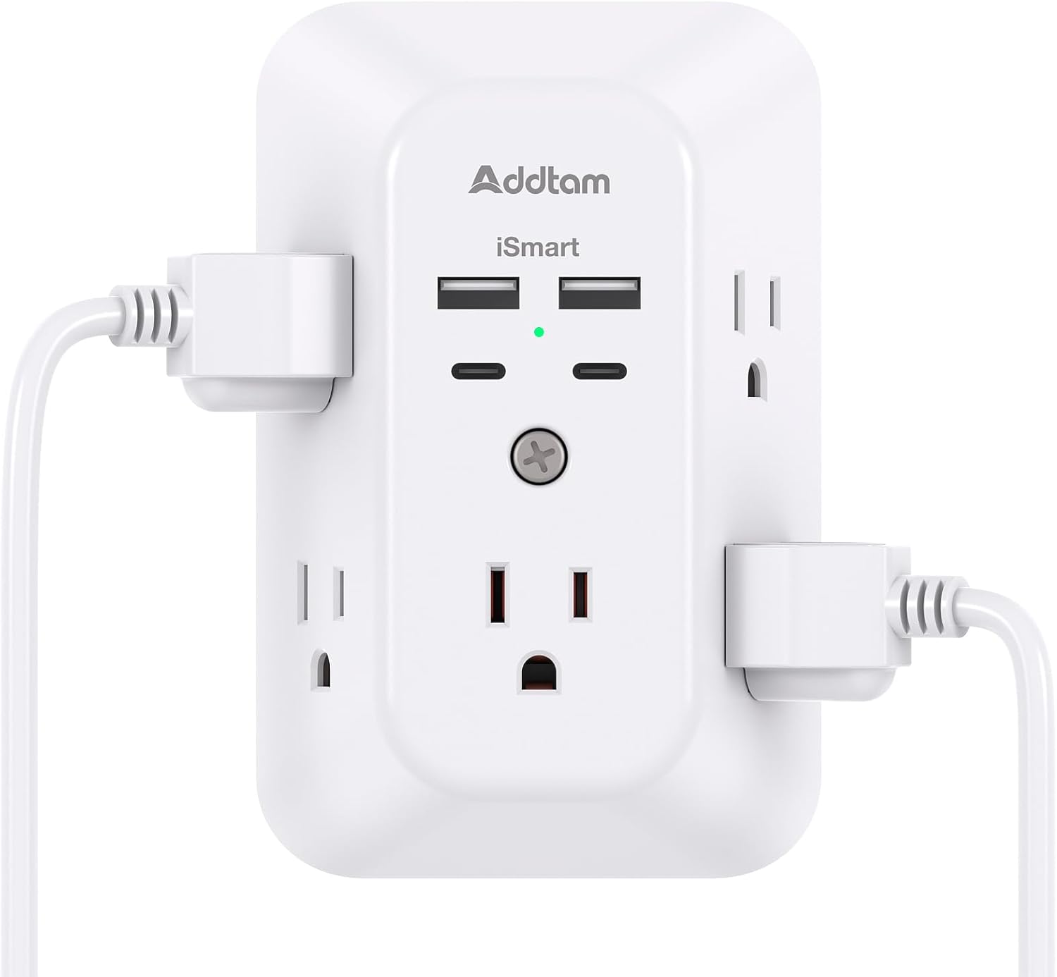5-Outlet USB Wall Charger Surge Protector with 4 USB Ports (1 USB-C) - 3-Sided Power Strip for Home, Travel & Office - ETL Listed, 1800J Protection