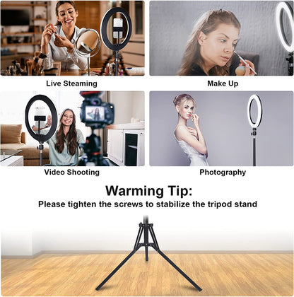 13" Selfie Ring Light with 63" Tripod Stand & 3 Phone Holder, LED Camera Ringlight with 48 RGB Colors Modes & Musical Rhythm Mode and 12 Brightness Dimmable for Makeup/Photography/Videos/Vlog/Tiktok