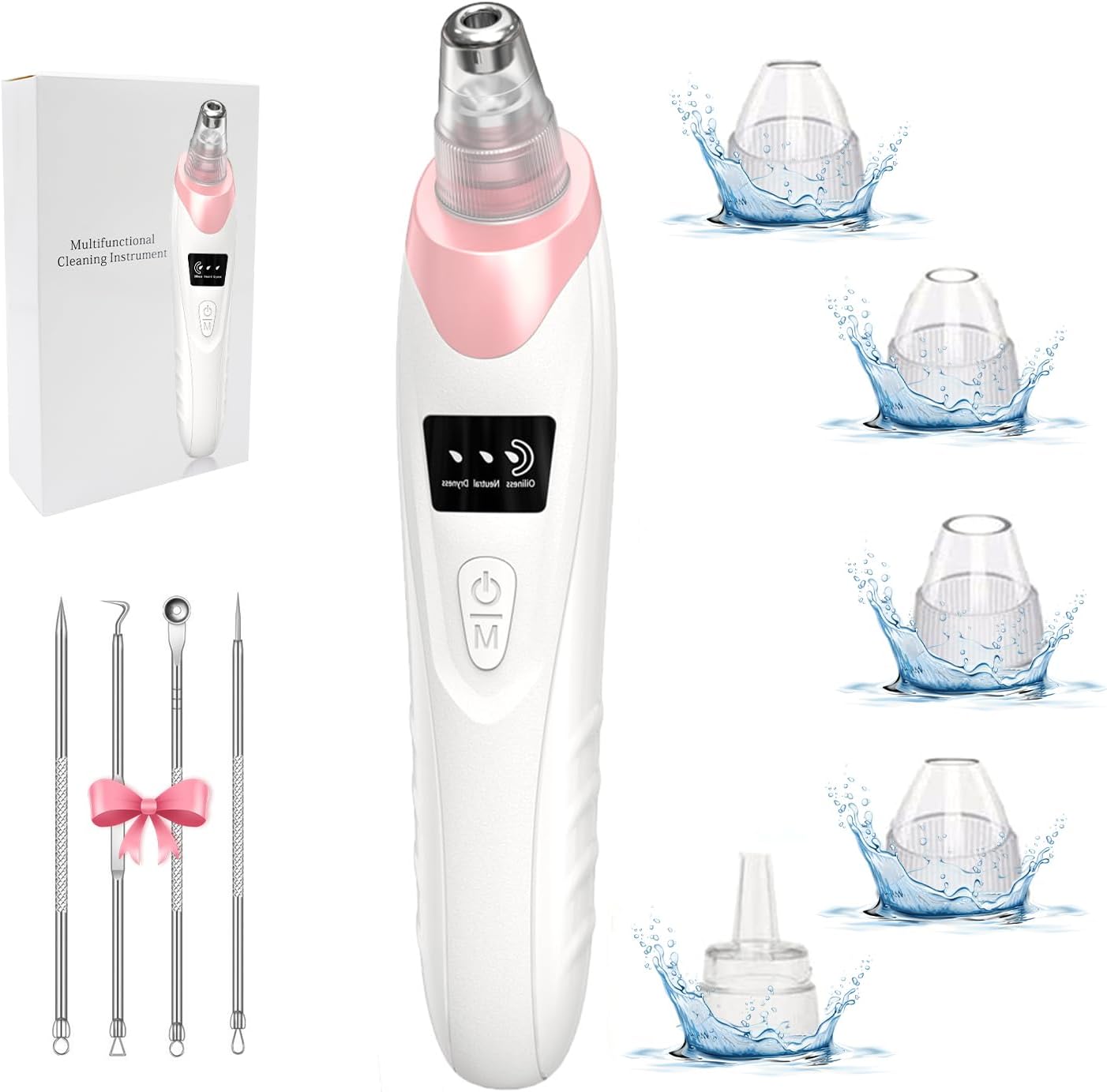 Newest USB Rechargeable Electric Acne Extractor Tool for Adults, Blackhead Remover Pore Vacuum with 5 Suction Power Levels, 5 Probes.