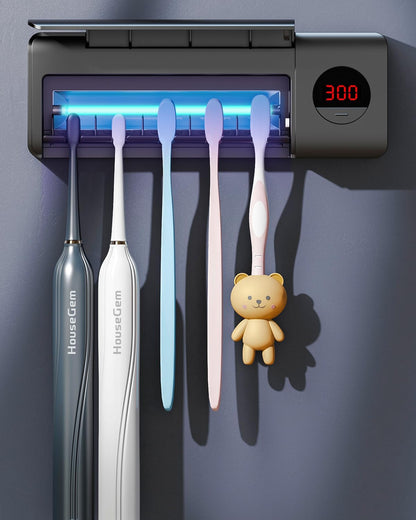 Rechargeable Toothbrush Holder with Timer Function - Wall-Mounted Bathroom Organizer