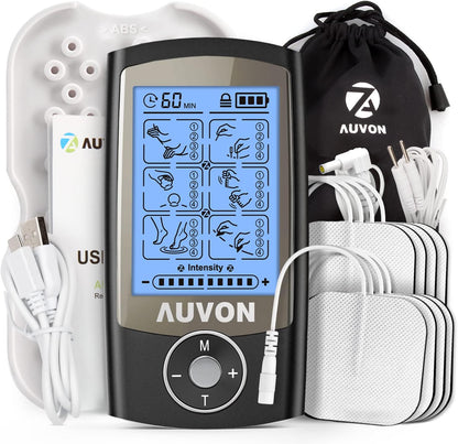 Muscle Stimulator with 8 Premium Electrode Pads for Ultimate Pain Relief - 24 Modes - 4th Gen Rechargeable TENS Unit