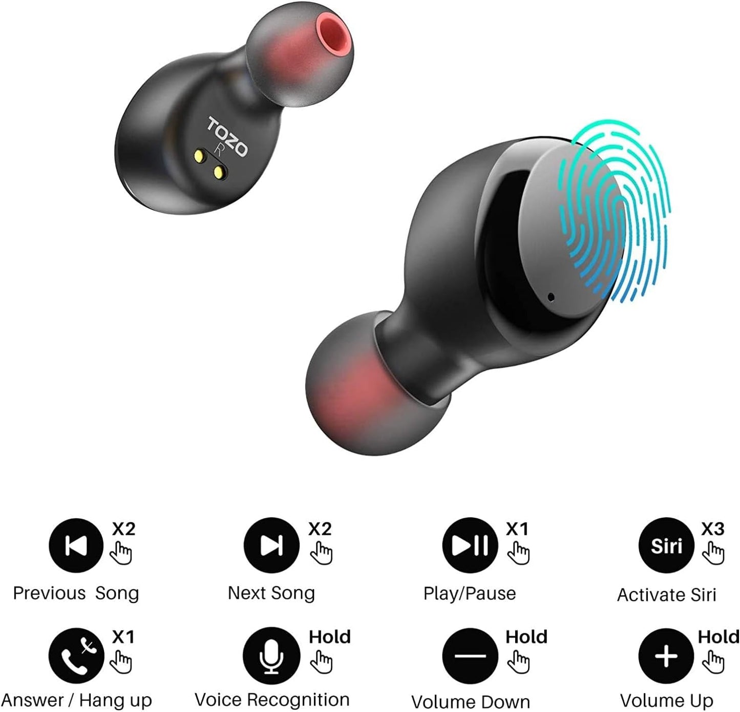 Wireless Earbuds - Bluetooth 5.3, 45H Playtime, IPX8 Waterproof, Deep Bass, Wireless Charging Case, Built-In Mic, 32 EQ Presets via App