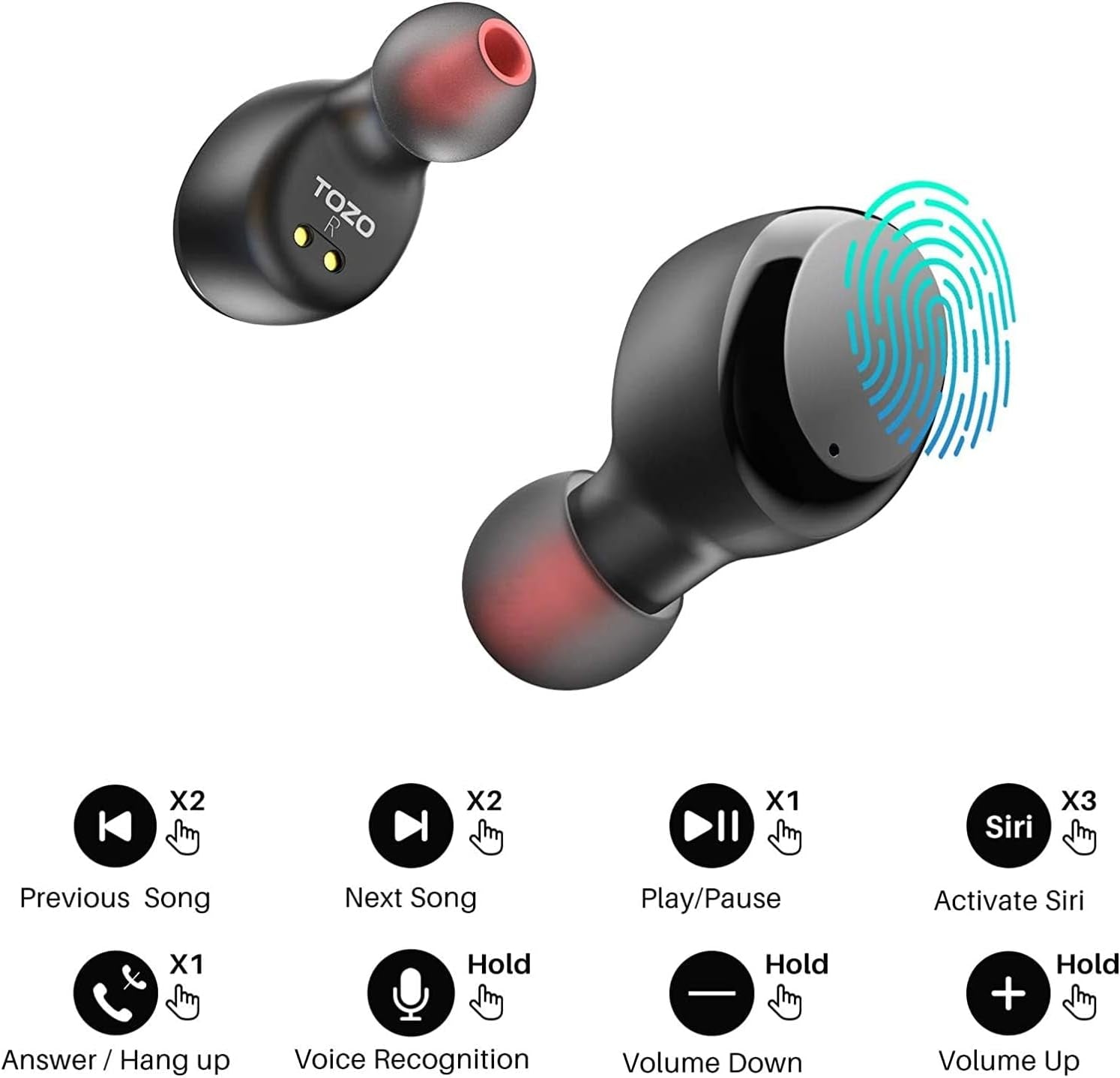 Wireless Earbuds - Bluetooth 5.3, 45H Playtime, IPX8 Waterproof, Deep Bass, Wireless Charging Case, Built-In Mic, 32 EQ Presets via App