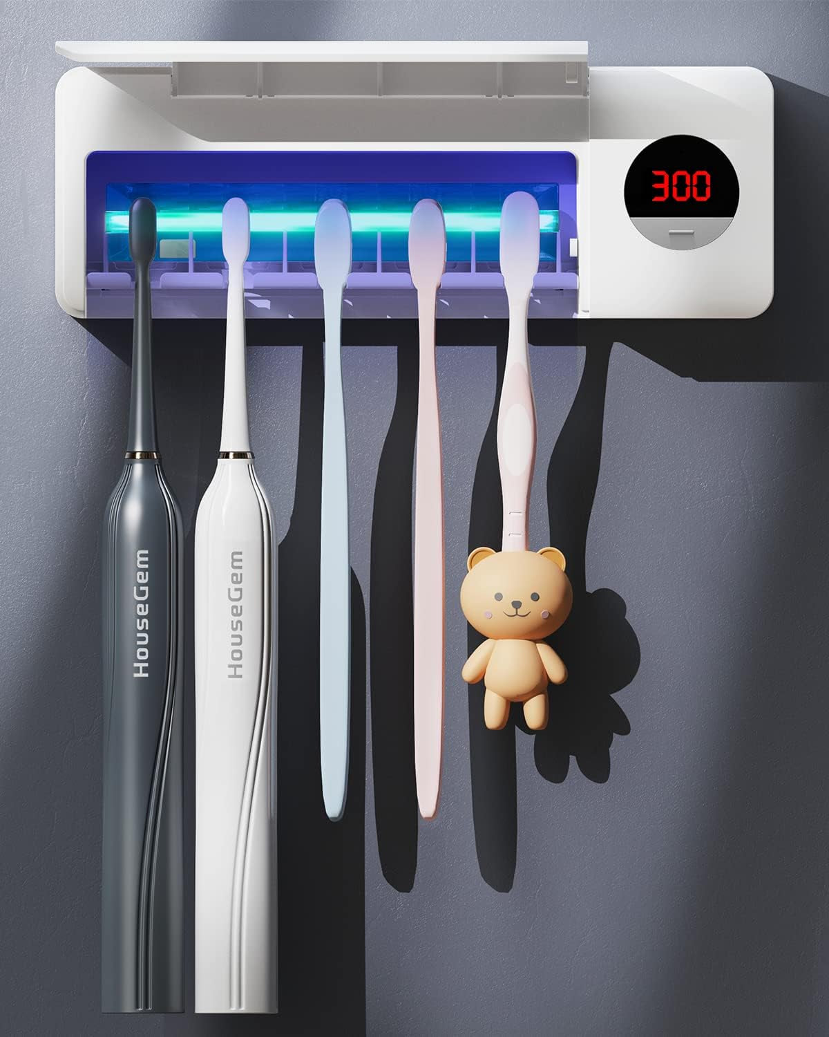 Rechargeable Toothbrush Holder with Timer Function - Wall-Mounted Bathroom Organizer