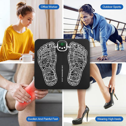 EMS Foot Massager Mat: Foldable, 8 Modes, 19 Intensity Levels for Relaxation & Pain Relief