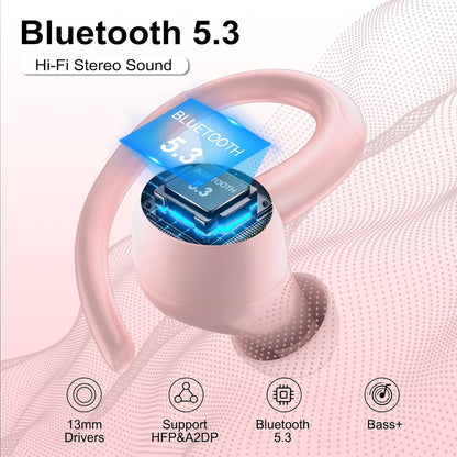 Wireless Sport Earbuds - Bluetooth 5.3 Deep Bass Headphones with Ear hooks, 48H Playtime, HD Mic, IP7 Waterproof for Running & Workouts