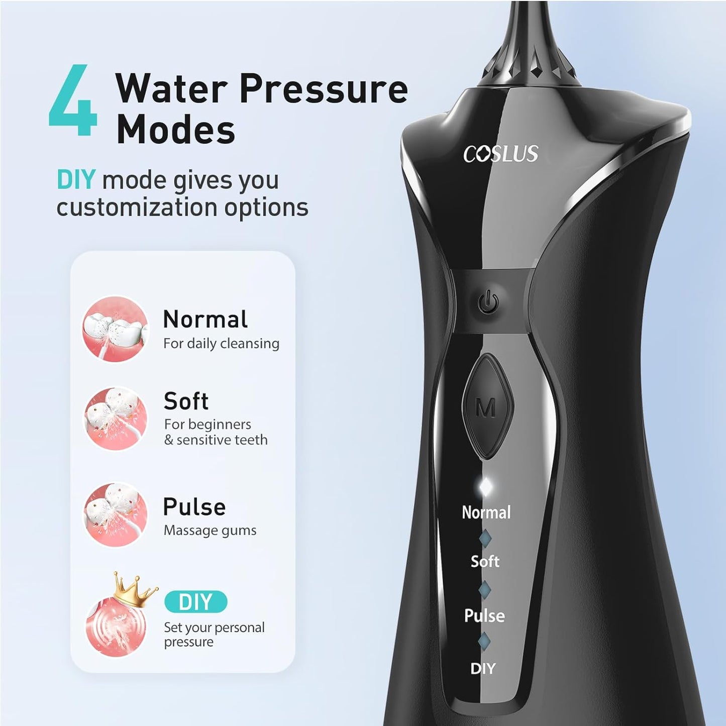 " Cordless Water Dental Flosser - 4 Modes, 300ML Tank, IPX7 Waterproof - Perfect for Home & Travel!"