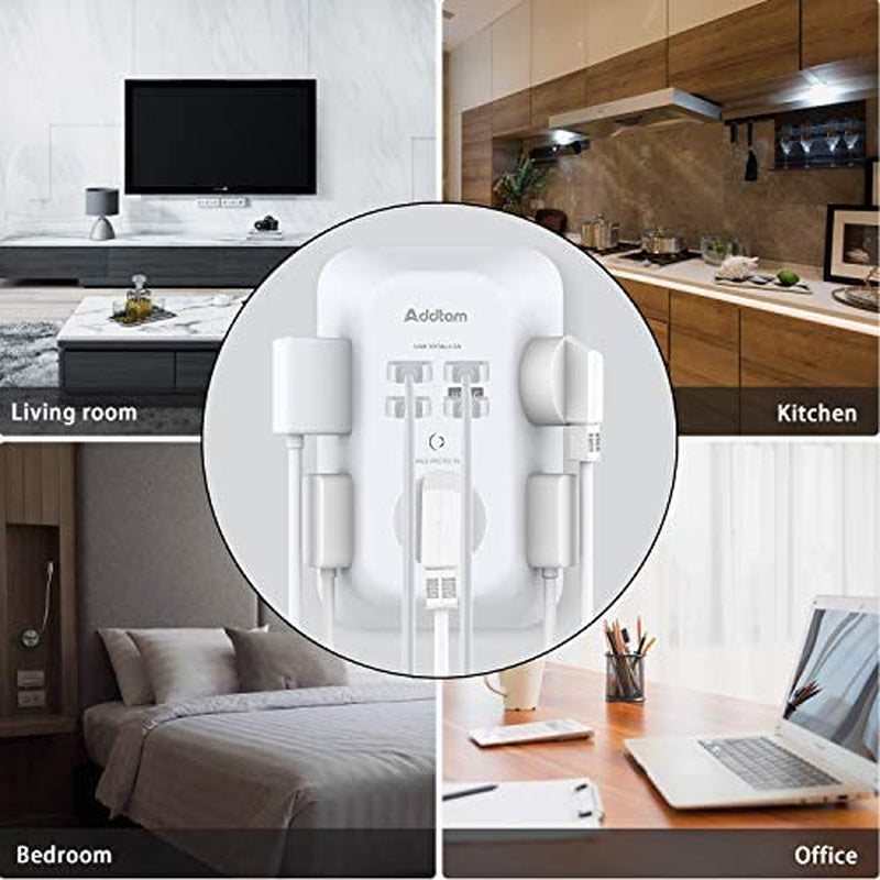 5-Outlet USB Wall Charger Surge Protector with 4 USB Ports (1 USB-C) - 3-Sided Power Strip for Home, Travel & Office - ETL Listed, 1800J Protection