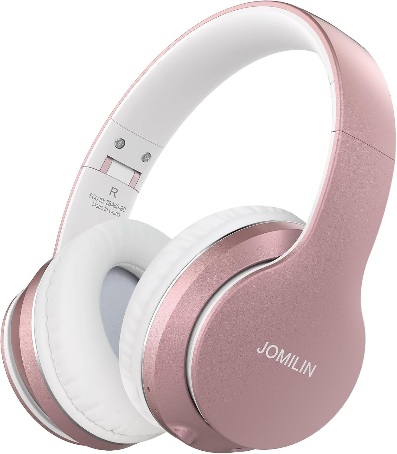 B9 Wireless Over-Ear Headphones - 60 Hours Playtime, Lightweight Hi-Fi Stereo Bass, Bluetooth with Mic & Volume Control - Perfect for iPad, Travel, Tablet & PC (Rose Gold)