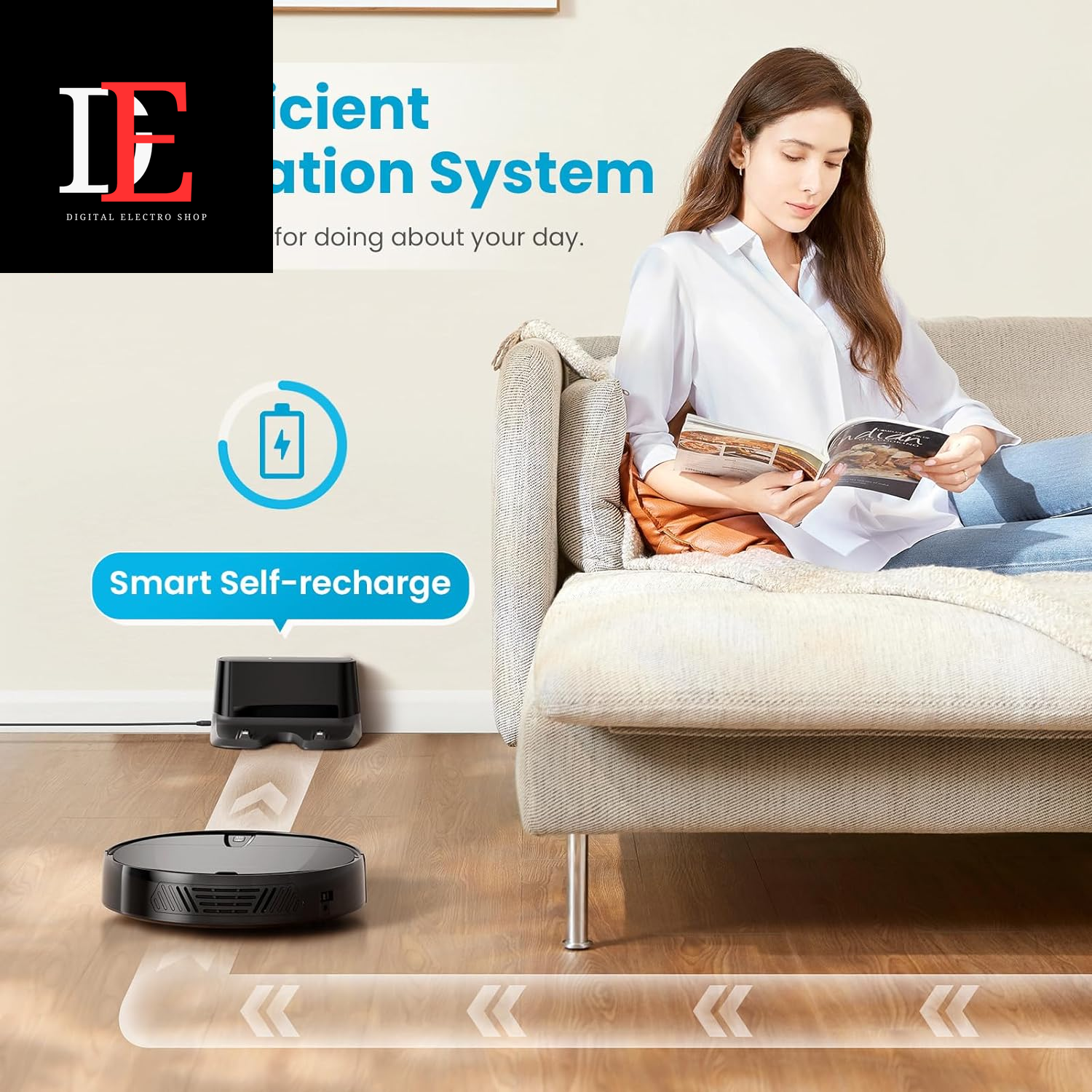 Automatic Self Charging Robotic Vacuum Cleaner with 3000 pa Cyclone Suction, Ideal for Pet Hair, Hard Floor, Low Carpet