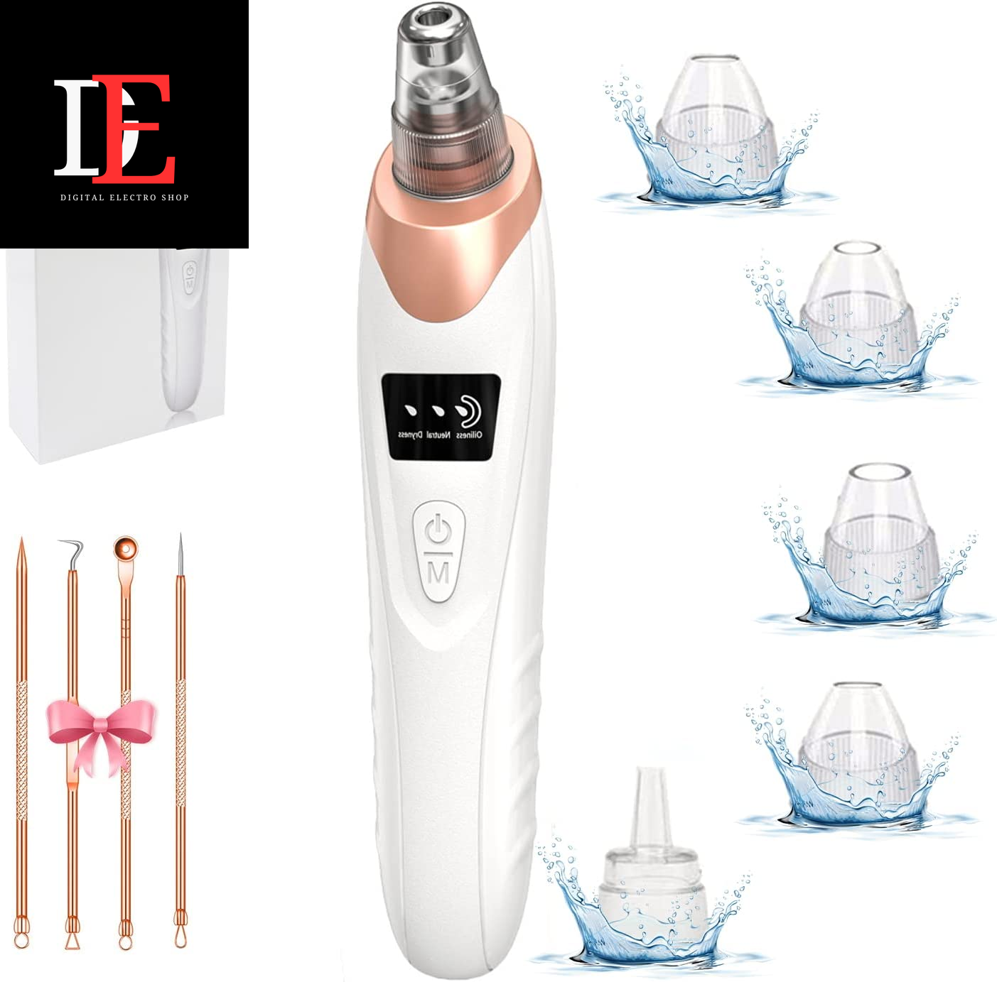 Newest USB Rechargeable Electric Acne Extractor Tool for Adults, Blackhead Remover Pore Vacuum with 5 Suction Power Levels, 5 Probes.