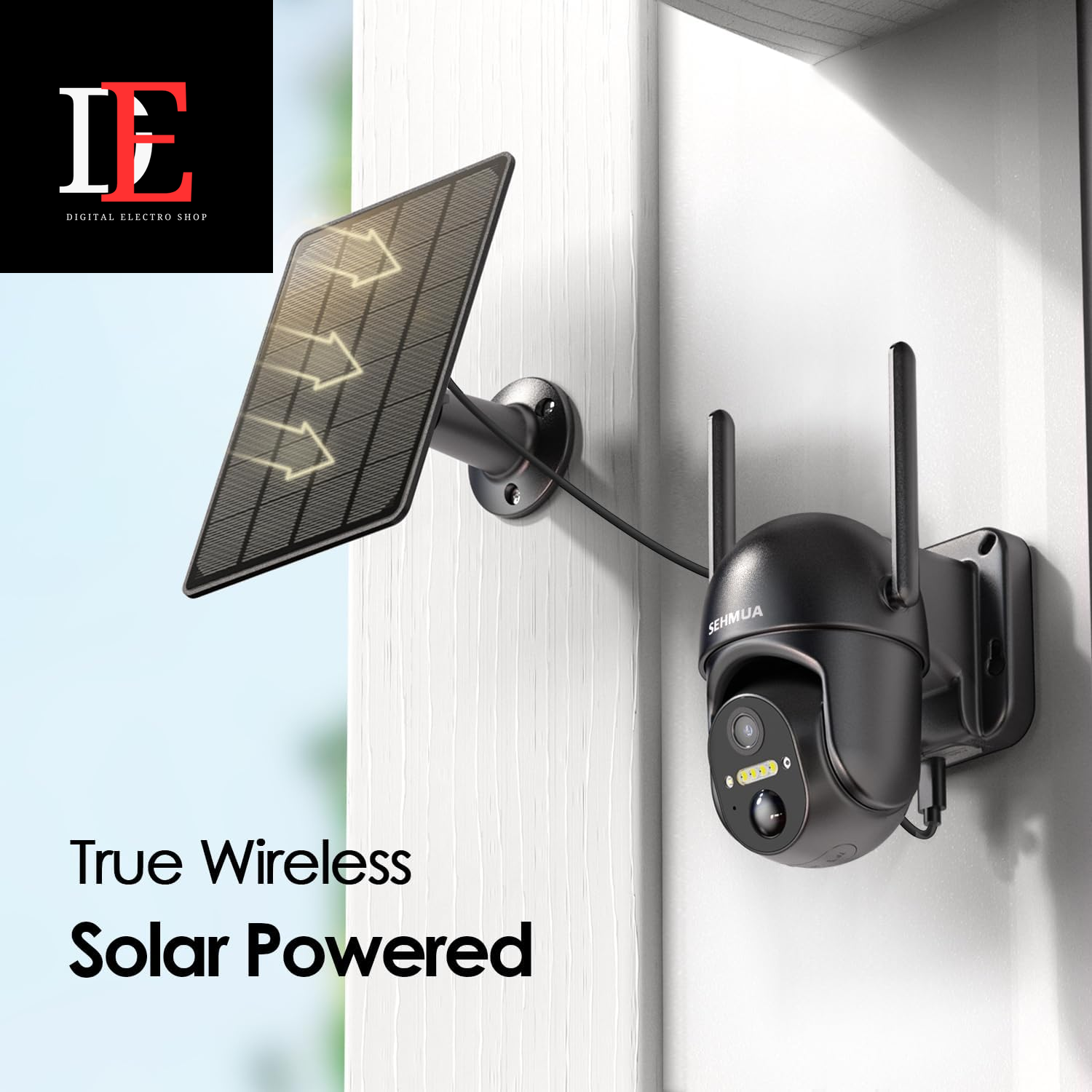 Wireless Outdoor Solar Security Camera with 2K Resolution, 360° View, Battery Powered, Color Night Vision, and PIR Sensor