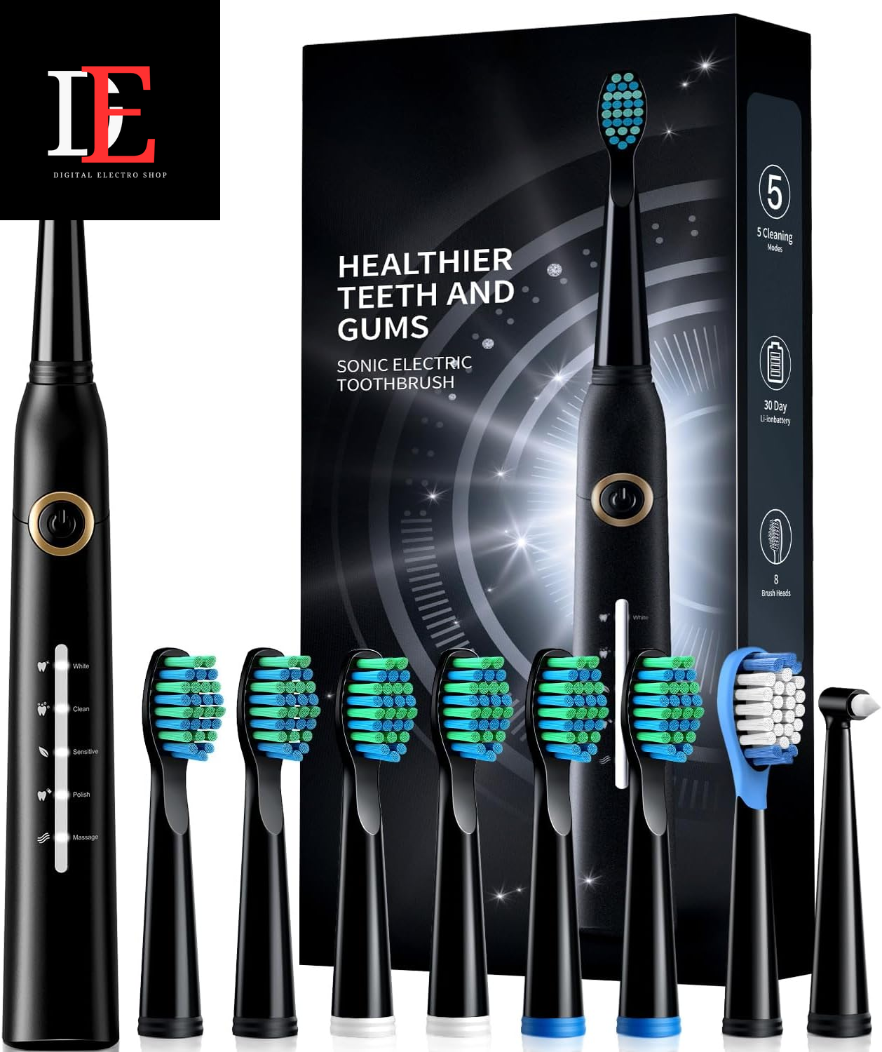 Best Electric Toothbrush for Adults with 8 Brush Heads, 40000 VPM Deep Clean, 5 Modes, Rechargeable - Fast Charge, Lasts 30 Days"