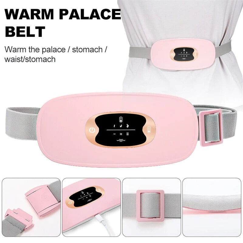 Electric Heating Menstrual Vibration Pad Belt for Period Pain Relief Cramps 