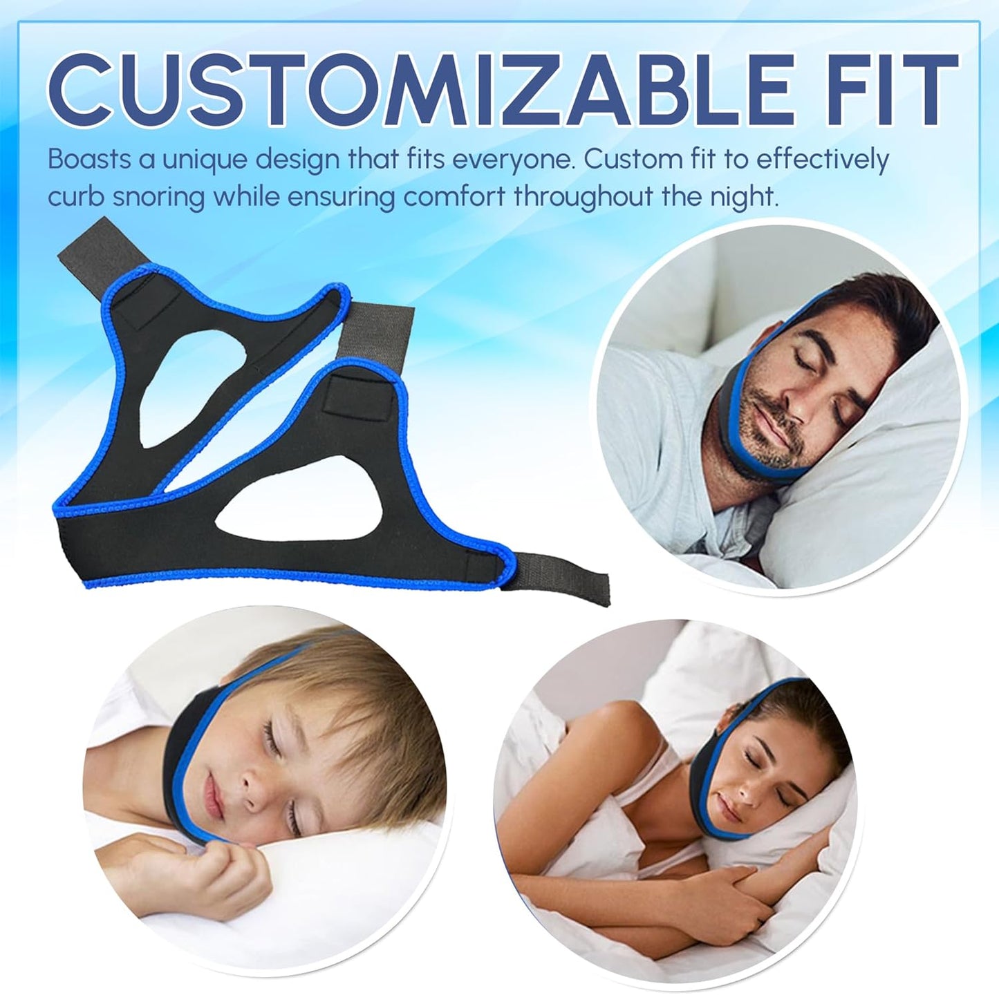 Adjustable anti Snore Chin Strap for Effective Snoring Solution - Breathable CPAP Alternative - Unisex, Chin Strap for Snoring