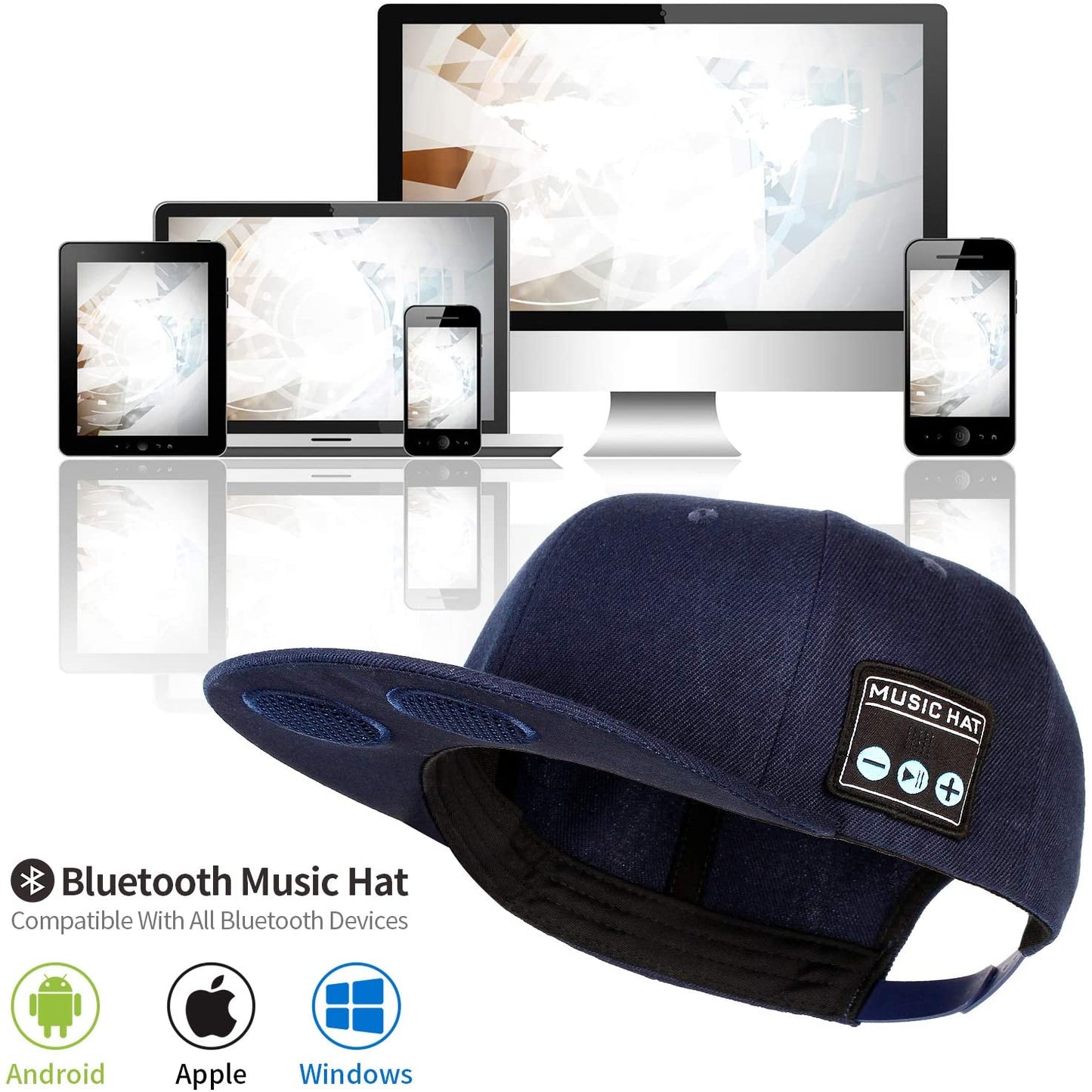 Washable Cap with Bluetooth Speaker Adjustable Wireless Smart Speakerphone Cap for Outdoor Sport Gifts for Men/Women/Boys/Girl